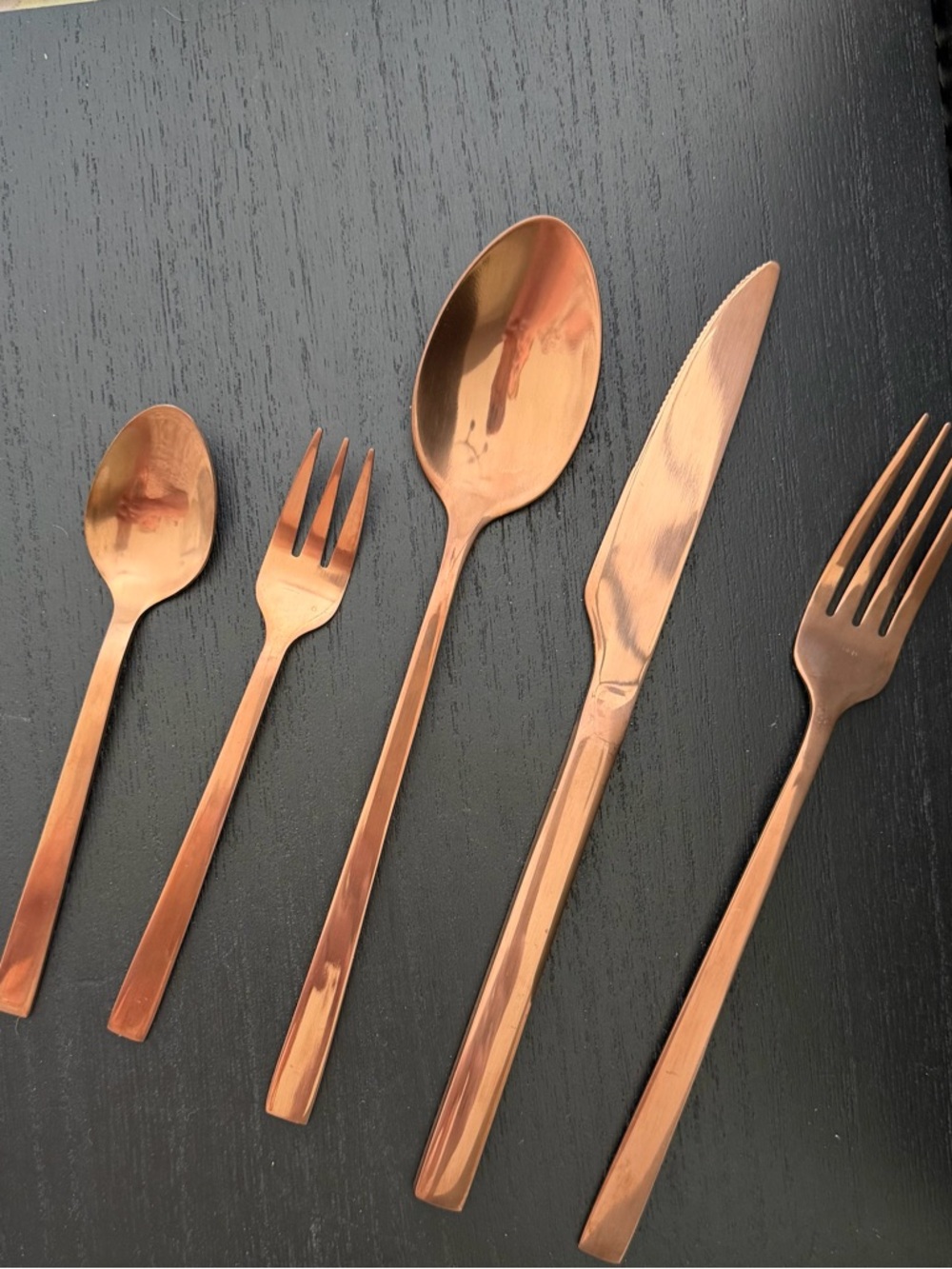 Copper-Tone Flatware Set - Sleek Home Dining Cutlery 4 place settings